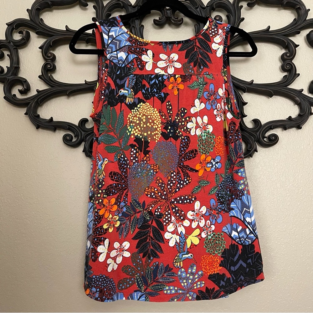 LOFT Floral Hummingbird Sleeveless Tank Top Size M - Picture 2 of 9